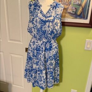 Blue and White Floral Dress